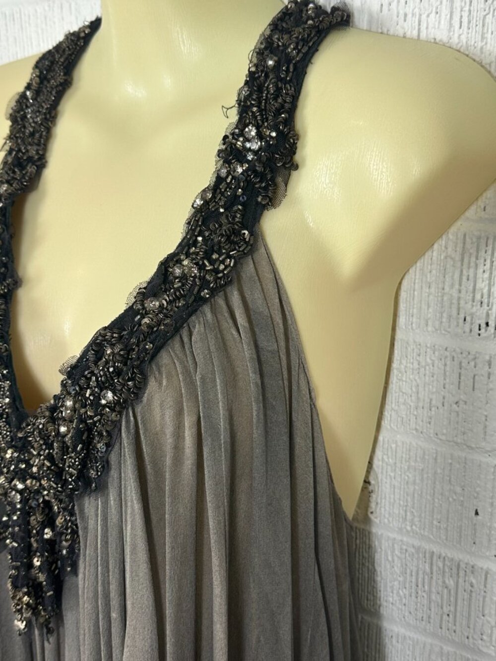 Rare AllSaints Lami Maxi Dress Heavy Silk Vintage Boho Vintage Beaded 8-10 Black